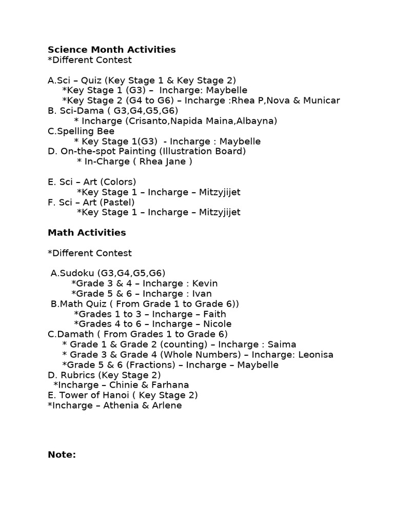 Science and Math Contest Activities | PDF