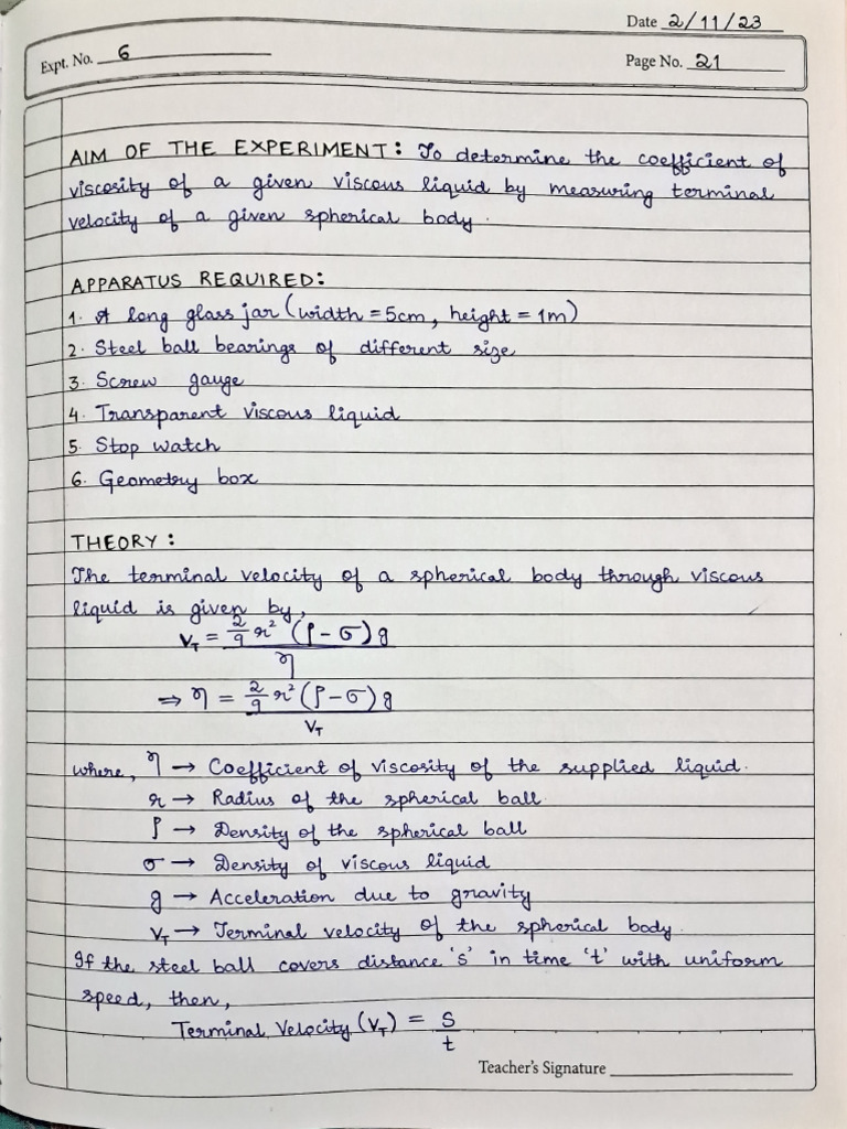 XI - Physics Experiment 6 | PDF