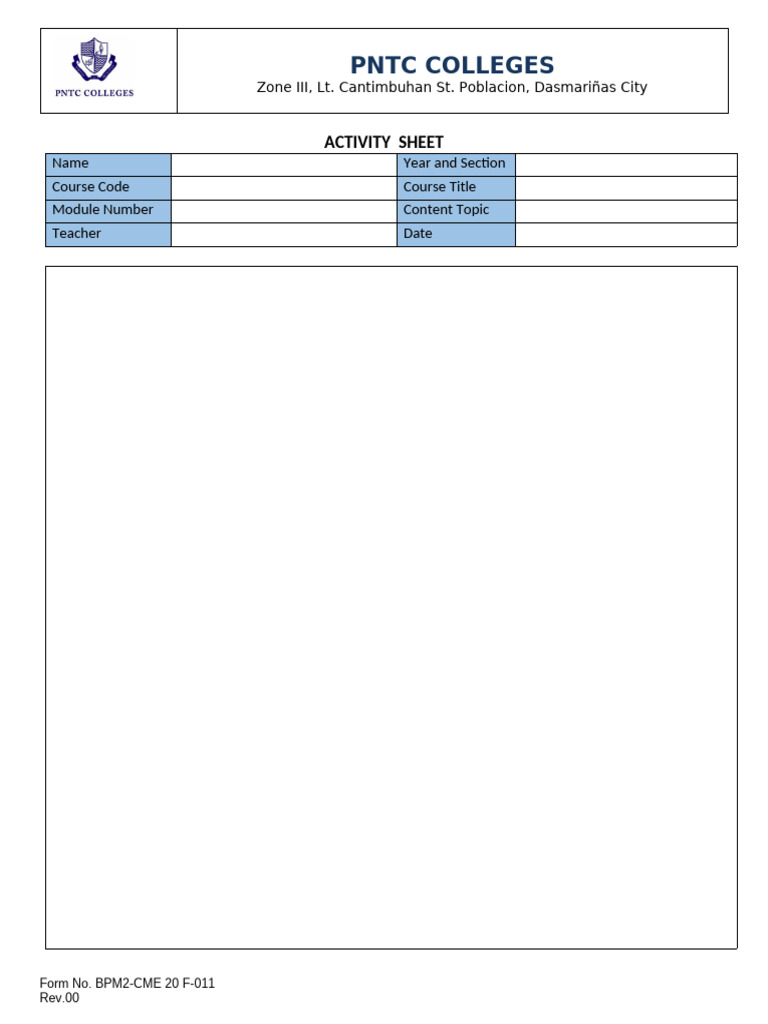 Activity and Execise Sheet | PDF