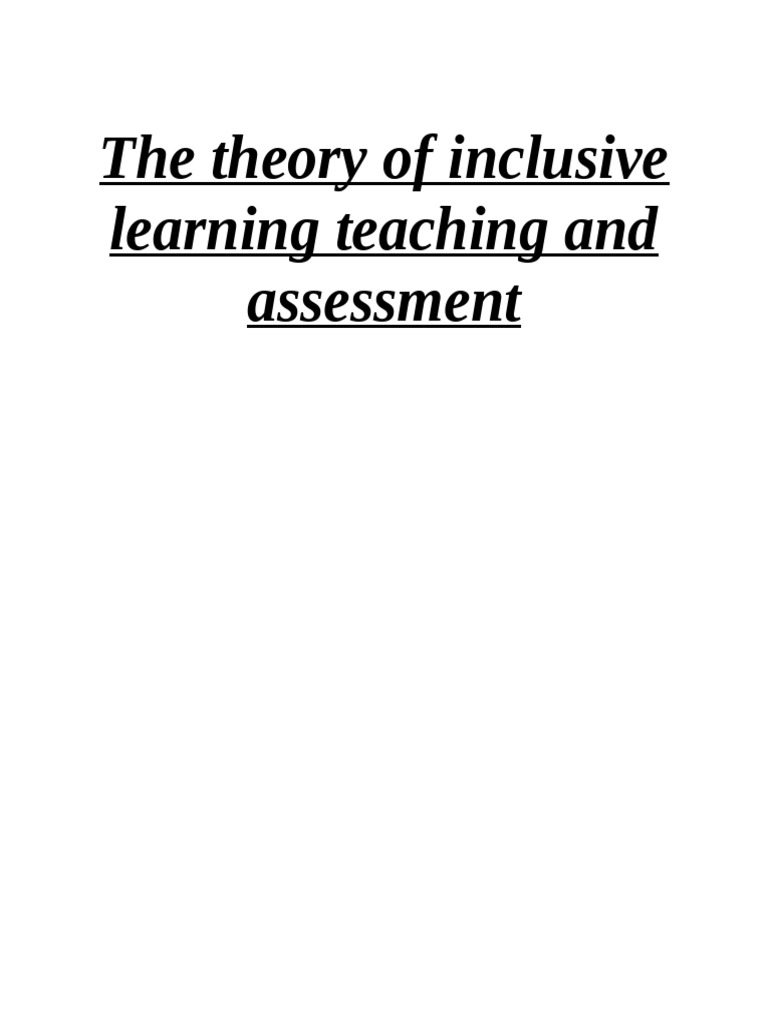 Inclusive Learning Theories and Models | PDF | Educational Assessment ...