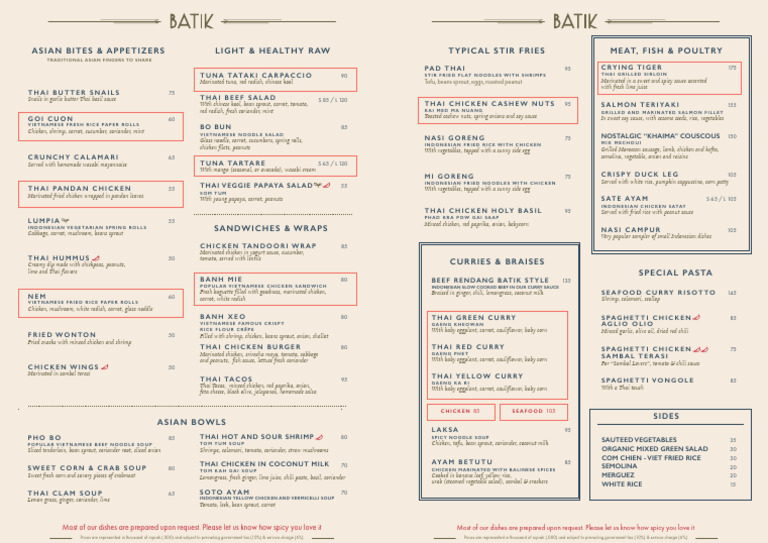 Asian Cuisine Menu Highlights | PDF | Thai Cuisine | Vietnamese Cuisine