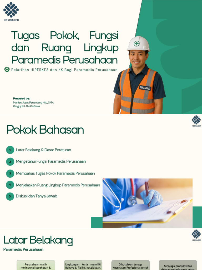 Tugas dan Fungsi Paramedis Perusahaan | PDF