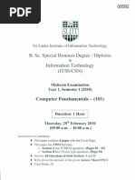 Mid Semester Exam - Computer Fundamentals - (101) - SLIIT