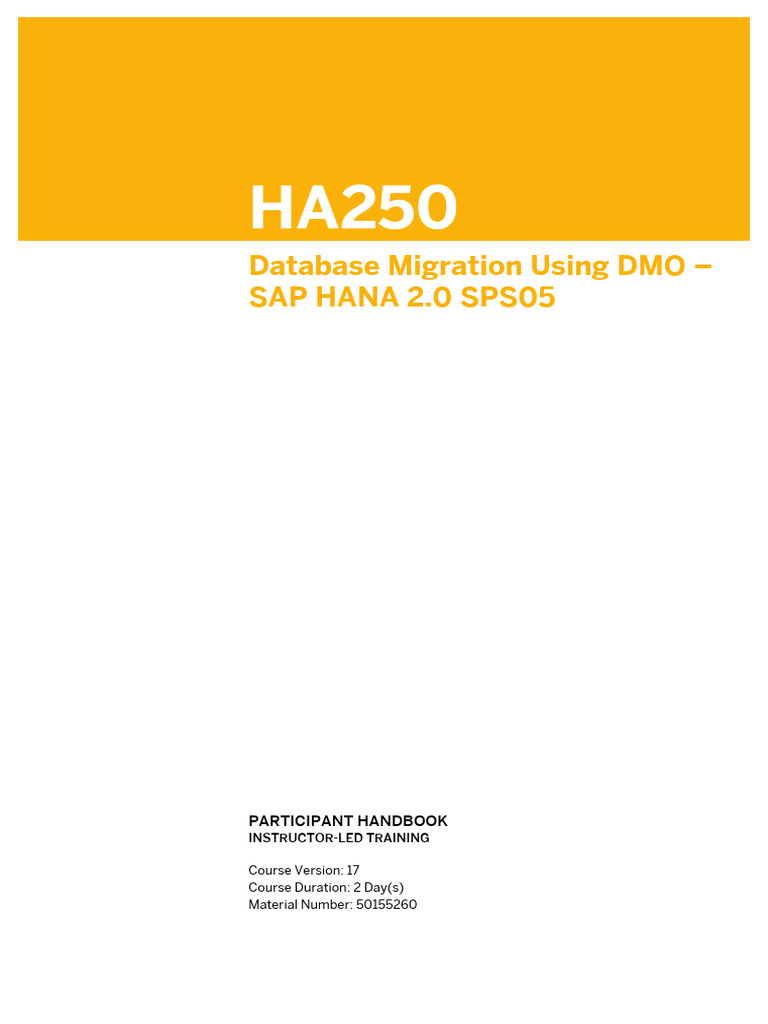 SAP HANA DMO Migration Training Guide | PDF | Databases | Computing