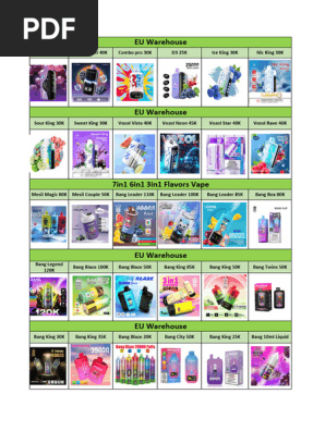 EU Warehouse Vape Product List | PDF | Consumer Goods | Air Pollution