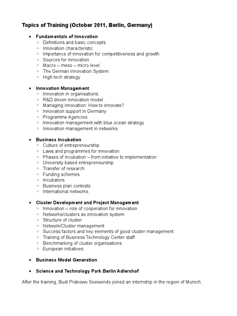 Innovation Training and Internship Overview | PDF | Art