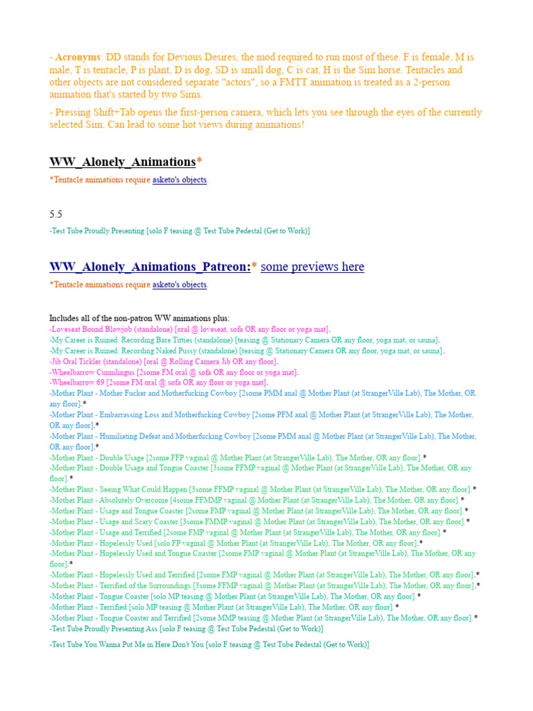 Sims 4 Devious Desires Animation Guide | PDF | Sexual Intercourse | Hay