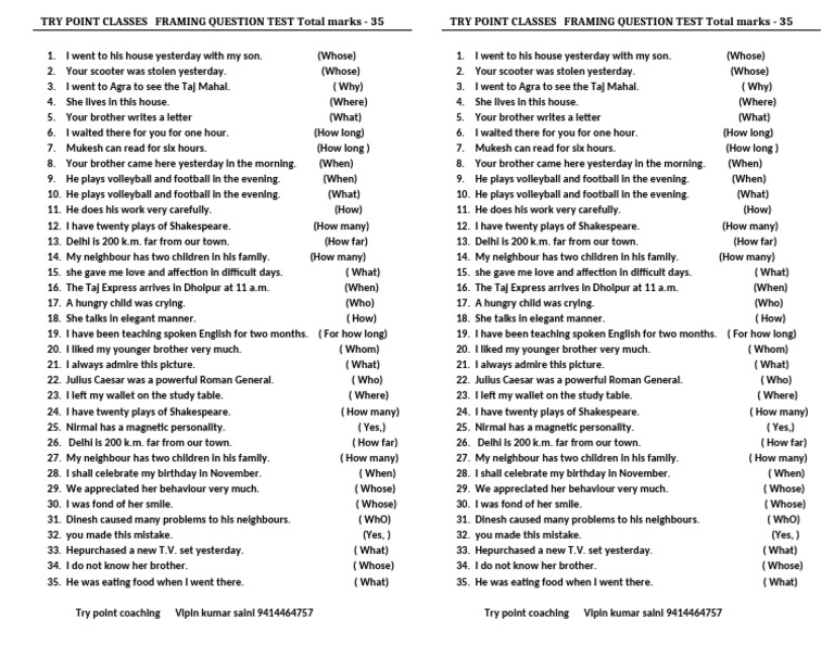 Try Point Classes Framing Question Test | PDF | Chess Openings | Chess