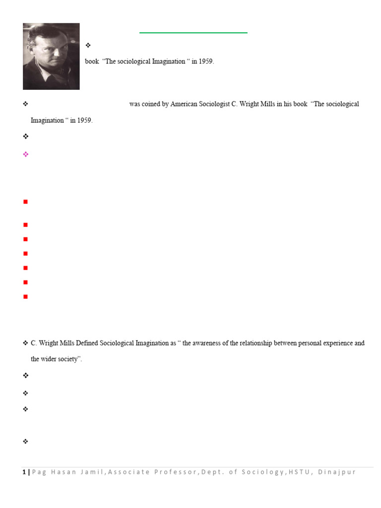 Understanding Sociological Imagination | PDF | Sociology | Liberal Arts ...