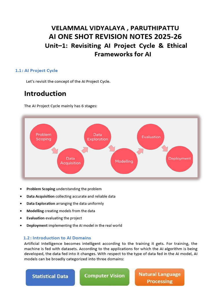 AI Project Cycle & Ethical Frameworks Guide | PDF | Machine Learning ...