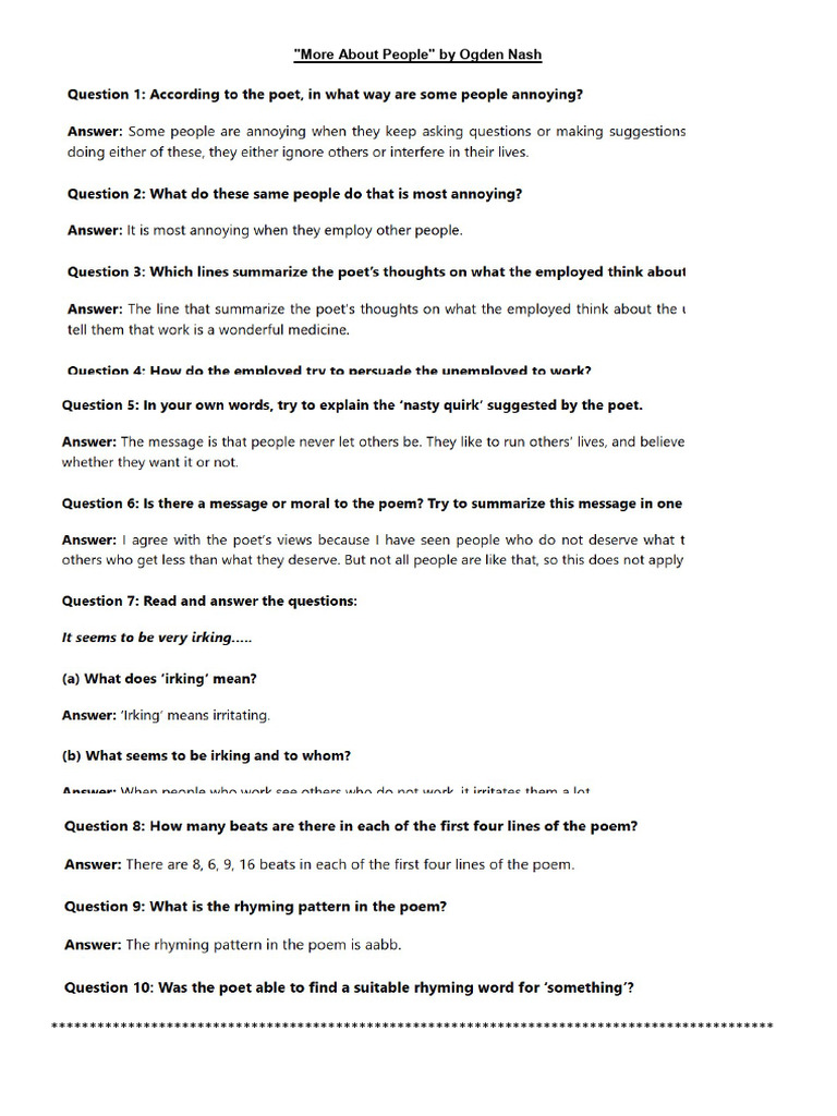 More About People | PDF | Poetry