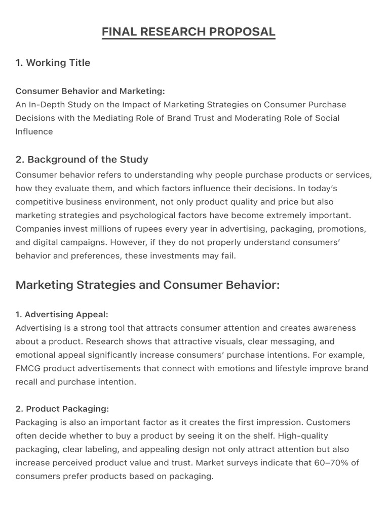 Final Research Proposal | PDF | Consumer Behaviour | Brand