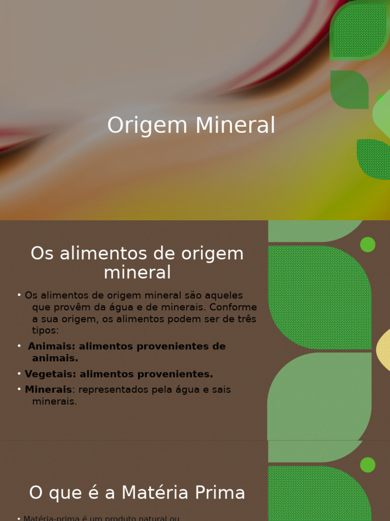 Alimentos e Materiais de Origem Mineral | PDF