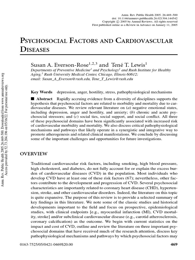 Psychosocial Factors in Heart Disease | PDF | Cardiovascular Diseases ...