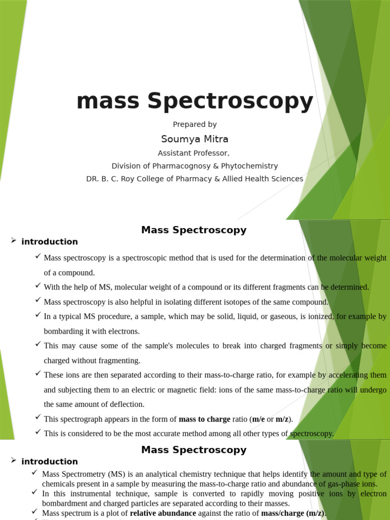 Mass Spectroscopy | PDF | Mass Spectrometry | Electrospray Ionization
