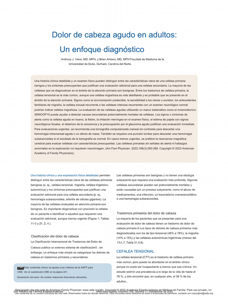 Cefalea Tensional: Diagnóstico y Evaluación | PDF | Dolor de cabeza ...