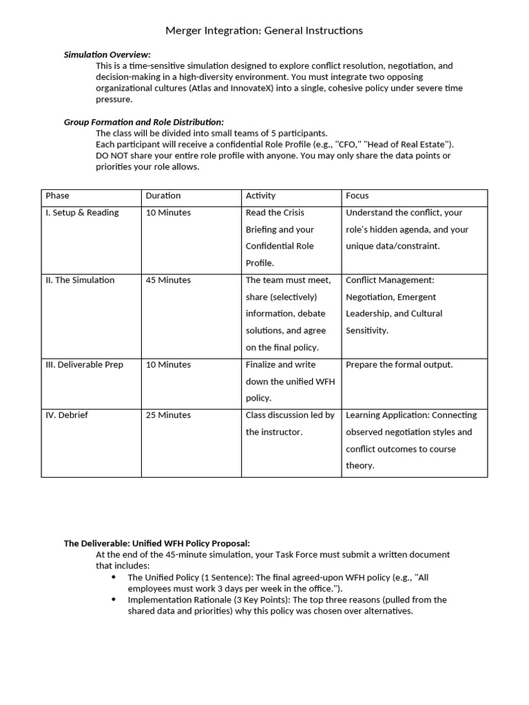 Merger Integration Simulation General Instructions | PDF | Simulation ...