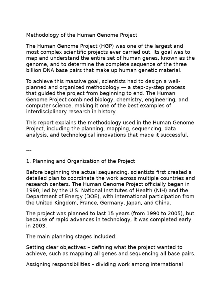 Methodology of The Human Genom | PDF | Dna Sequencing | Human Genome