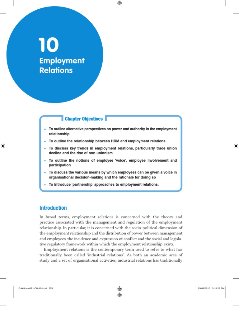 Chapter 10 - Employment Relations | PDF | Industrial Relations | Trade ...