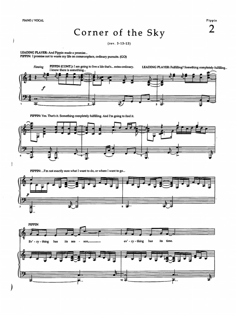 Corner of The Sky Sheet Music Pippin Revival PDF Free | PDF