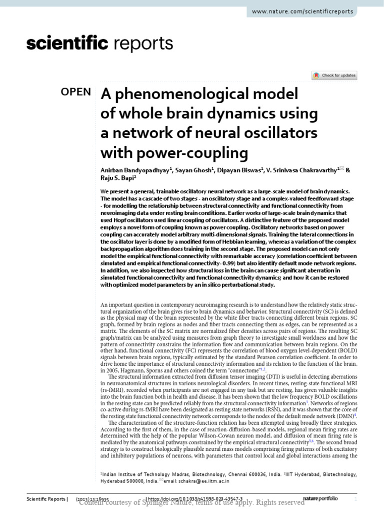 Brain Dynamics Model with Power Coupling | PDF | Neural Oscillation | Brain