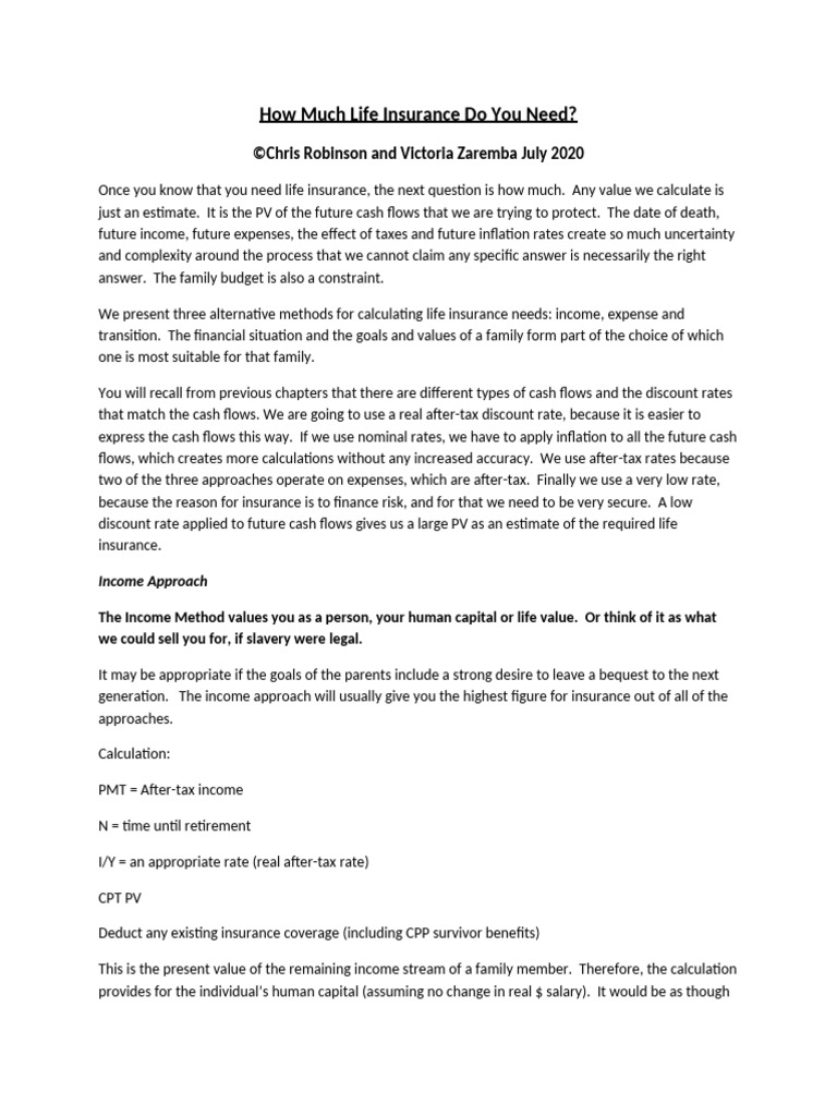 Calculating Your Life Insurance Needs | PDF | Expense | Mortgages
