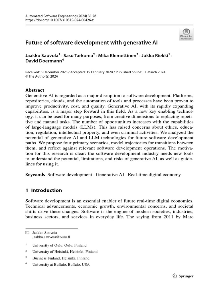 Generative AI's Impact on Software Development | PDF | Artificial ...