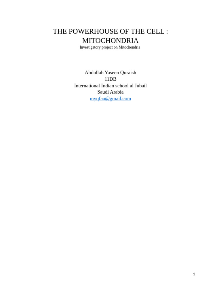 Mitochondria: The Cell's Energy Powerhouse | PDF | Mitochondrion ...