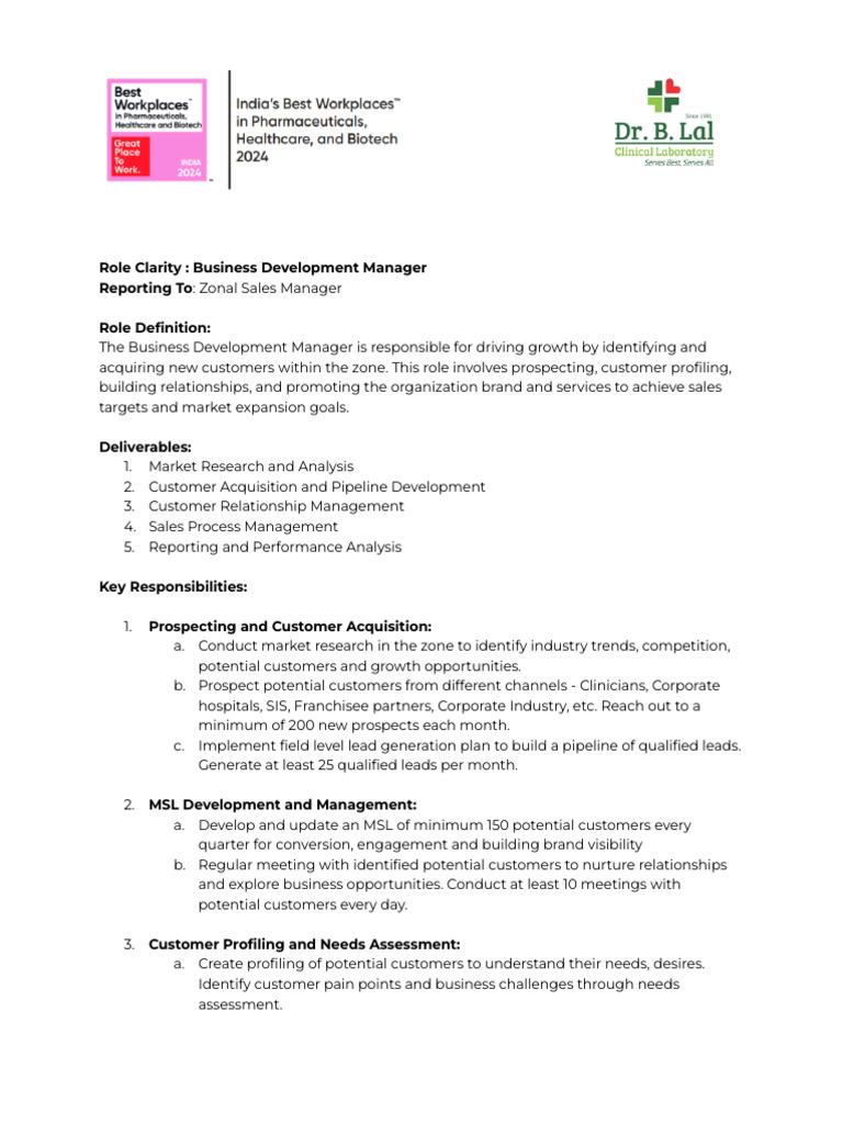 Business Development Manager Role Overview | PDF | Knowledge | Business ...