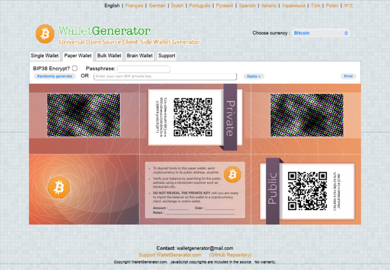 Universal Paper Wallet Generator For Bitcoin and Other Cryptocurrencies ...
