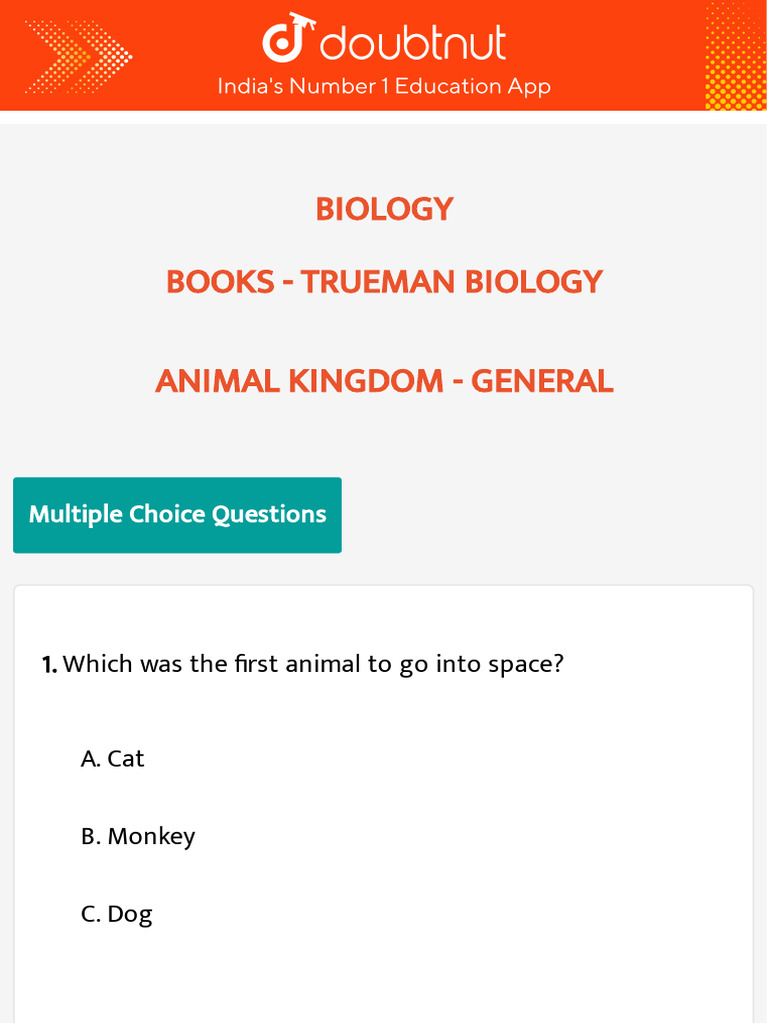 Biology MCQs on Animal Kingdom | PDF | Mollusca | Biology
