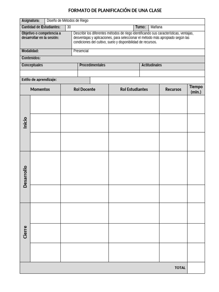 Formato de Planificación de Clase | PDF