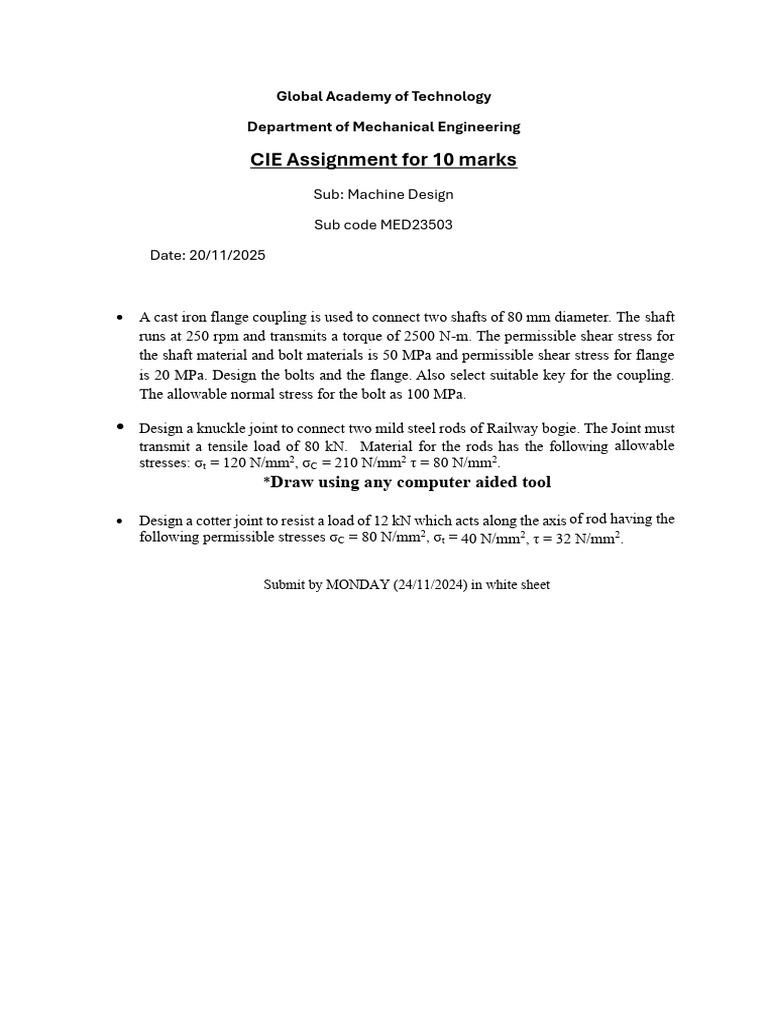 CIE Assignment (MED23503) - 10 Marks | PDF