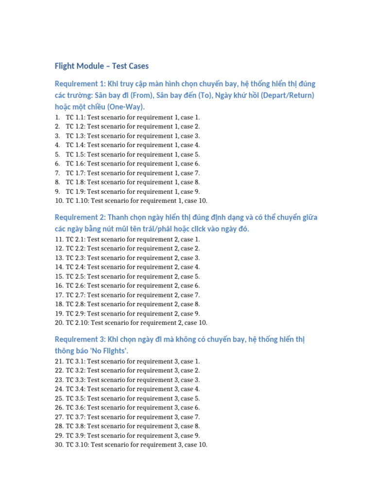 Flight Testcases | PDF