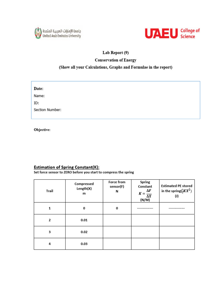 Conservation of Energy Lab Report | PDF | Potential Energy | Kinetic Energy