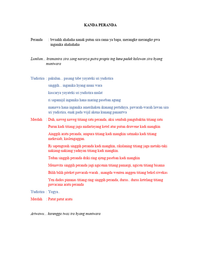 Dialog Peranda dan Pandawa dalam Yadnya | PDF