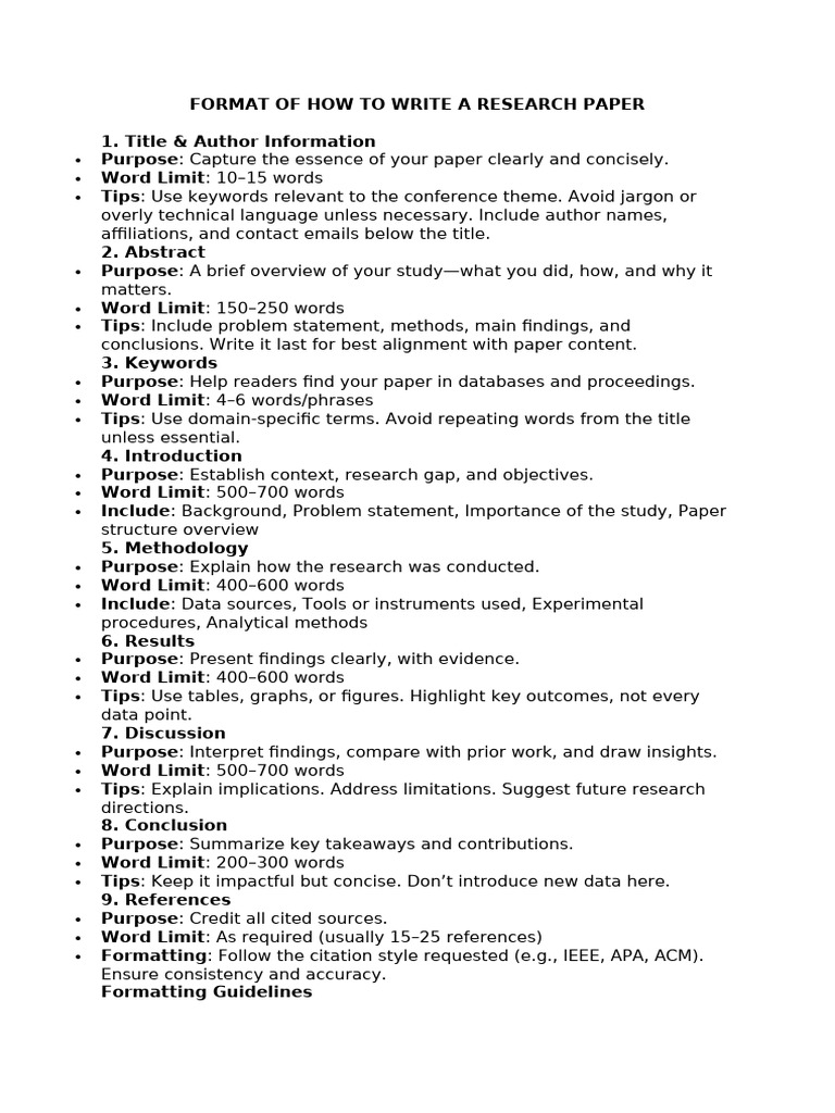 Format of How To Write A Research Paper | PDF