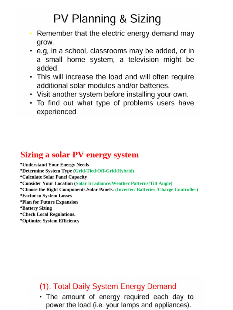 Guide to Sizing Solar PV Systems | PDF