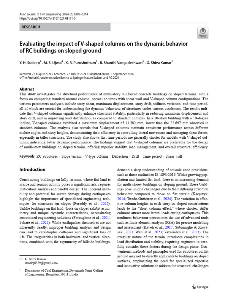 V-Shaped Columns in Sloped RC Buildings | PDF | Slope | Column