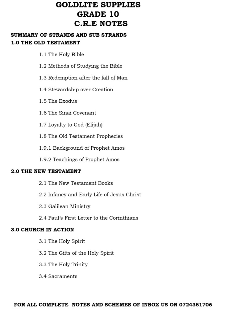 Comprehensive C.R.E Notes Overview | PDF | Nevi'im | Bible