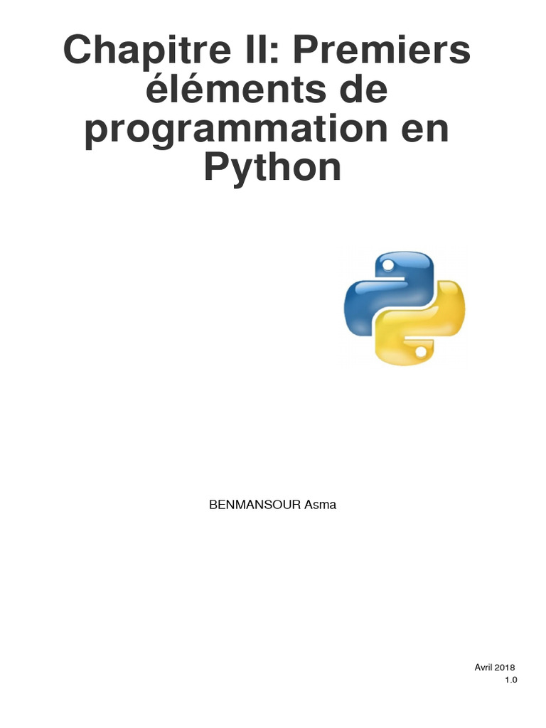Introduction à la programmation Python | PDF | Variable (informatique ...