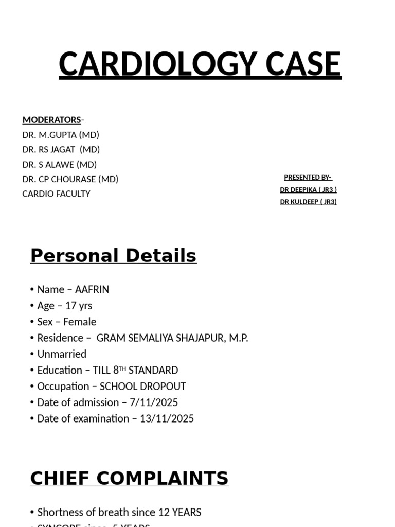 Cardio Case Deepika Kuldeep | PDF | Cardiovascular System | Diseases ...