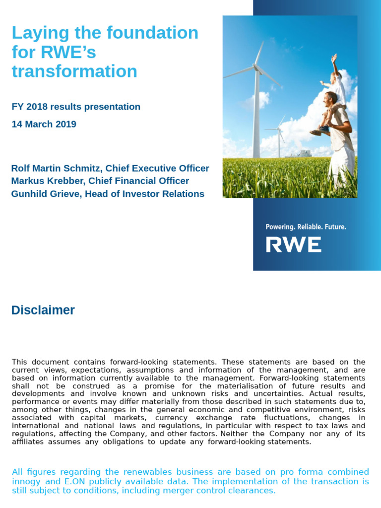 RWE Presentation Fy 2018 | PDF | Renewable Energy | Dividend