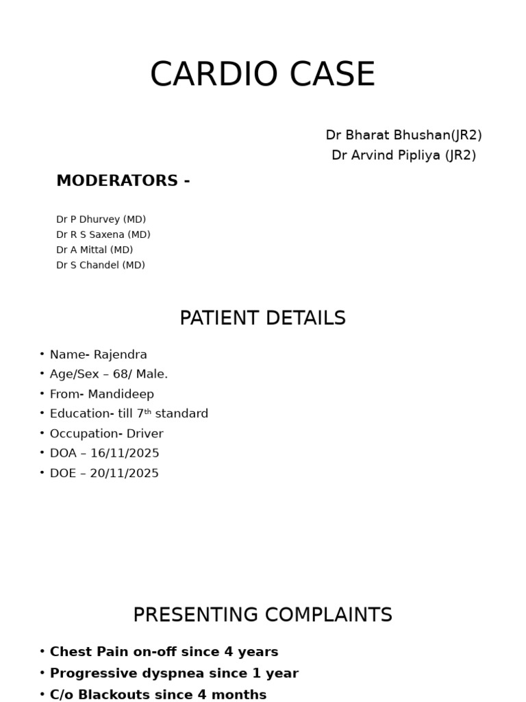 Cardio Case Bharat&Ram (Autosaved) - 1 | PDF | Heart | Cardiovascular ...
