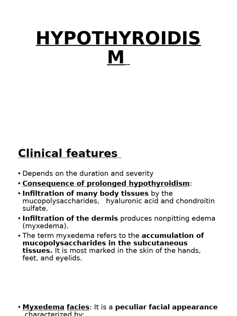Hypothyroidism: Clinical Features & Tests | PDF