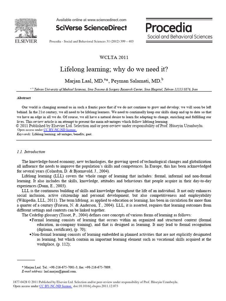 Lifelong Learning | PDF | Learning | Knowledge