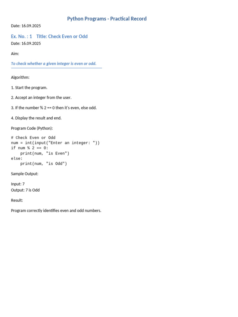 Python Practical Record 16-09-2025 | PDF | Area | Numbers