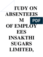 A Study On Absenteeism of