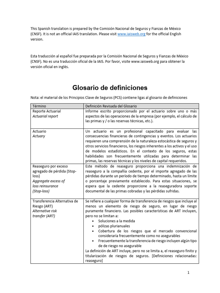 Glosario de Términos de Seguros en Español | PDF | Reaseguro | Seguro