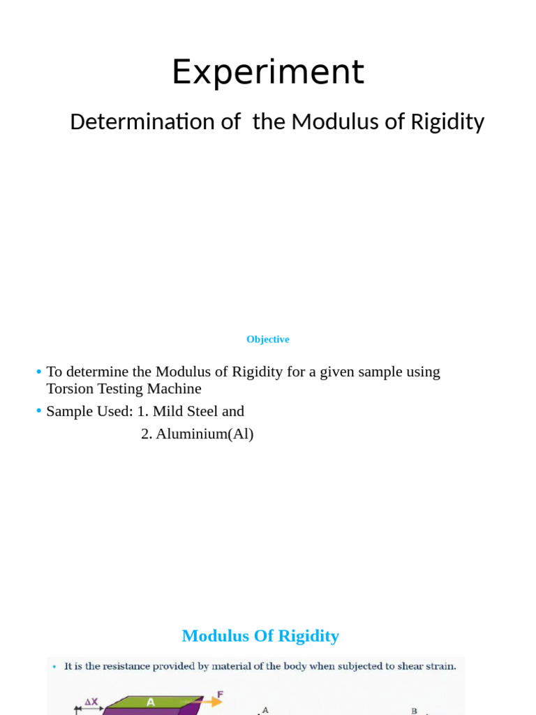 Modulus of Rigidity Testing Experiment | PDF